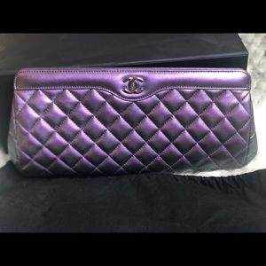 Chanel iridescent purple clutch
